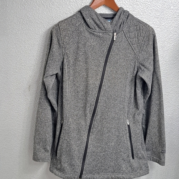 Columbia Grey Heather Assymetrical Zip Up Hoodie Size L - Picture 6 of 10
